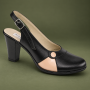 Pantofi dama negri eleganti cu decupaj nude si toc gros PS36ND